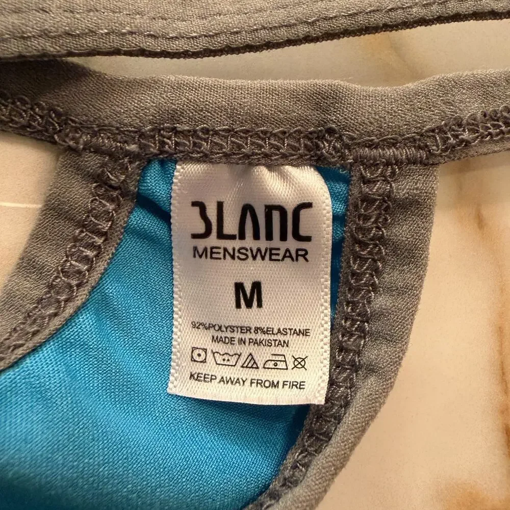 NEW Blanc Menswear BL3675 Electrique E-String Thong Color Blue Size Medium